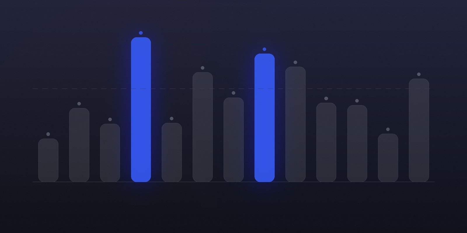 Abstract comparison chart with two highlighted bars