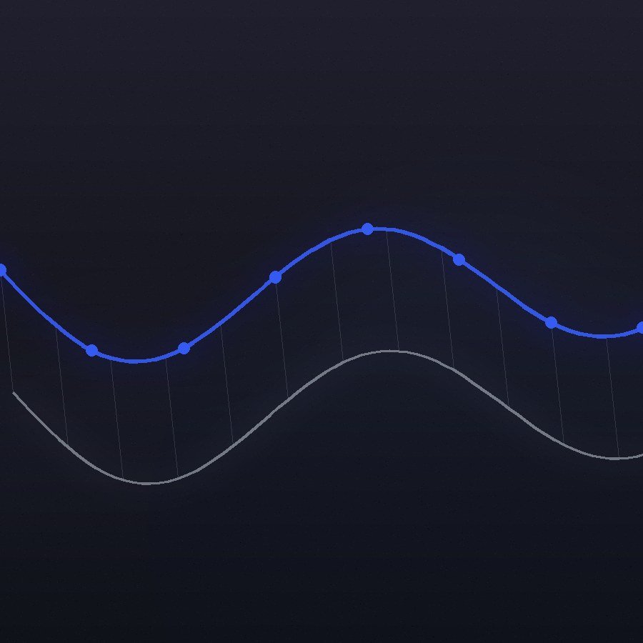 Abstract signal line and its mirrored copy, illustrating copy trading